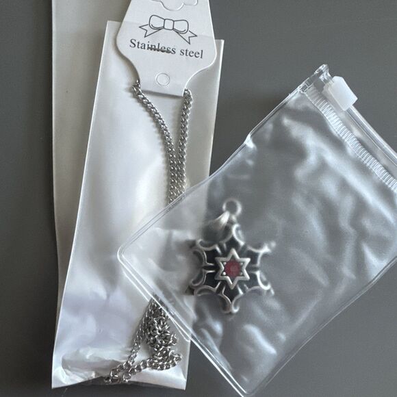 Star Of David Stainless Steel Six Pointed Star Gemstone Pendant Chain Zirconia - Picture 5 of 5